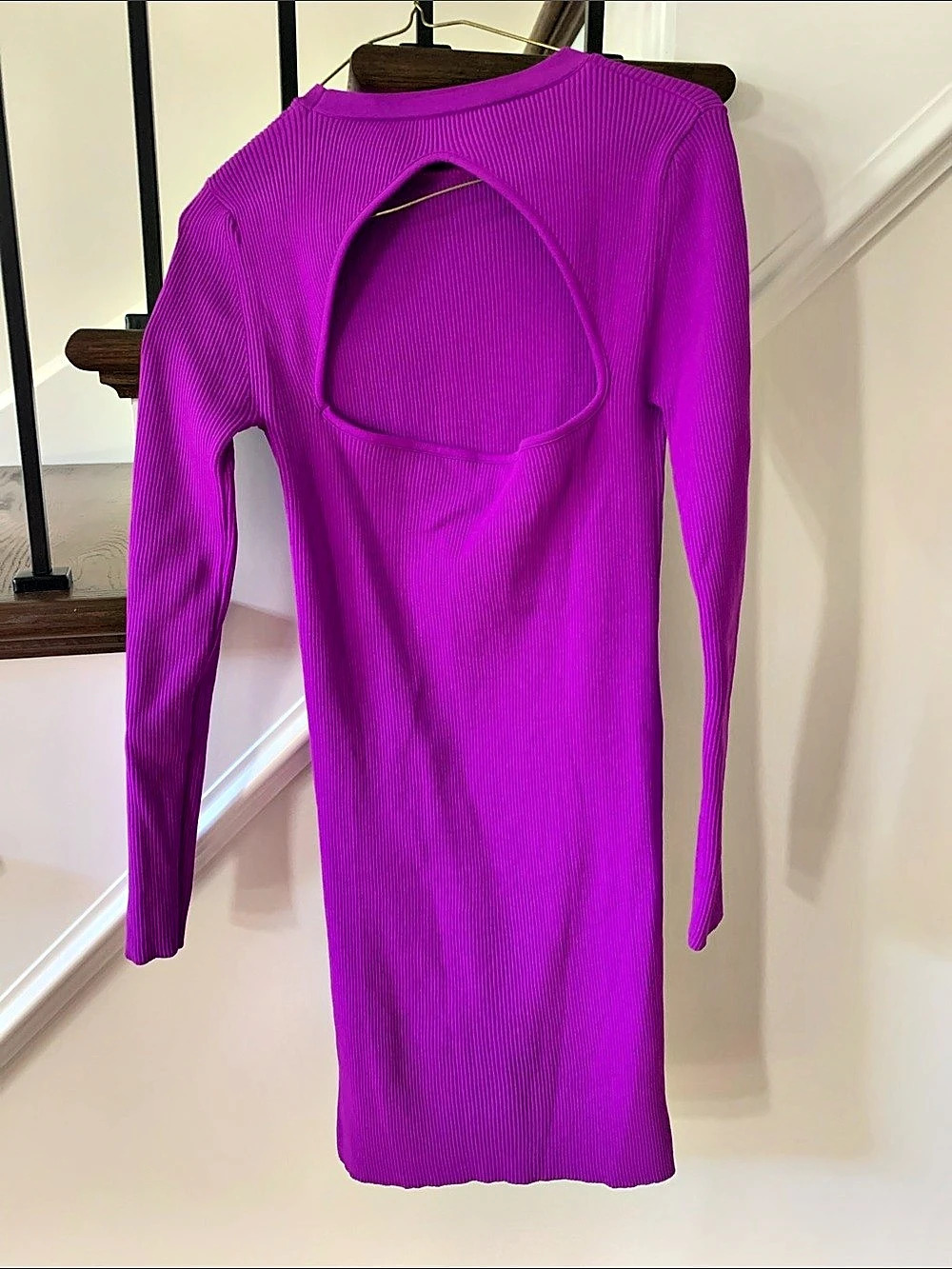 Zara Ribbed Open-Back Mini Dress in Purple Size small - Picture 2 of 3